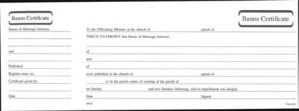 Picture of Banns of Marriage Certificate / Counterfoils (MB6)