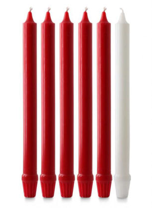 Picture of Advent candles 5 Red 1 White fluted 12'' x 1''