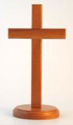 Picture of Standing cross 20cm Round base Natural