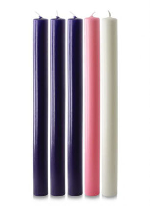 Picture of Advent candles 3 Purple 1 Pink 1 White 10'' x 7/8''