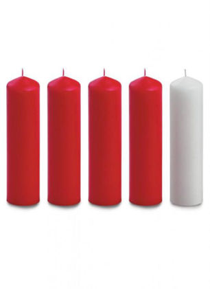 Picture of Advent candles 4 Red 1 White 8'' x 2''