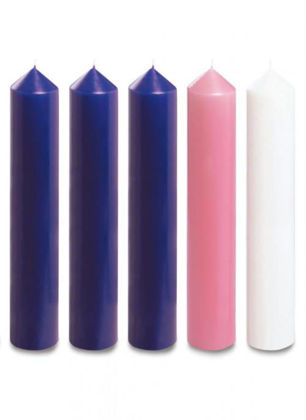 Picture of Advent candles 3 Purple 1 Pink 1 White 12'' x 2''