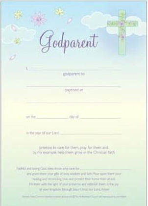 Picture of Godparent certificate - Cross (x10)