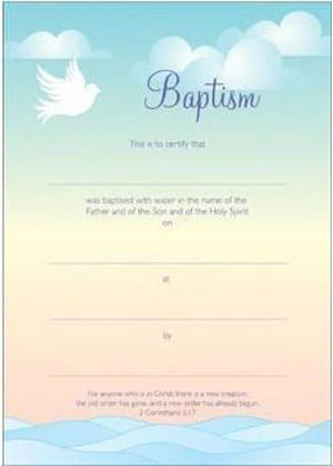 Picture of Baptism certificate - Waves (x10)