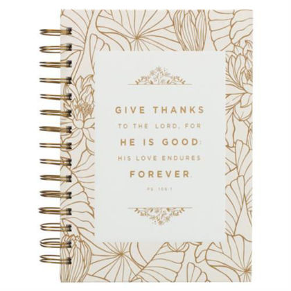 Picture of Give Thanks White and Gold Wirebound Journal