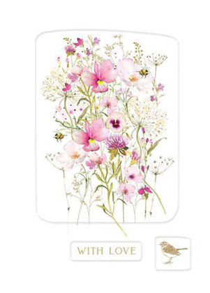 Picture of Pink flowers - inset bird